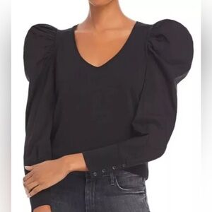 Nation LTD Jenna Cuffed Combo Tee Women’s Size S Jet Black Slub Long Sleeve Peru